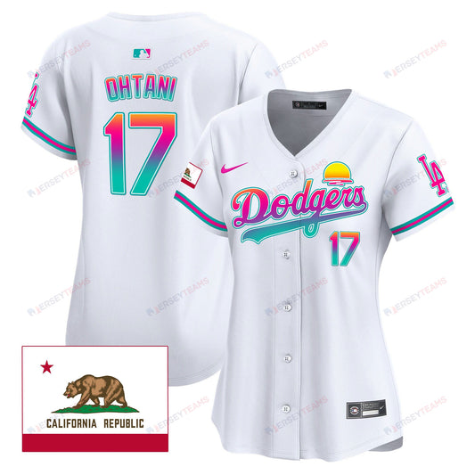 Shohei Ohtani 17 Los Angeles Dodgers 2024 Los Angeles City Style California Republic Patch Women Jersey - White