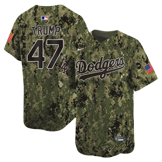 Donald Trump 47 Los Angeles Dodgers USMC Alternate Limited Men Jersey - Woodland