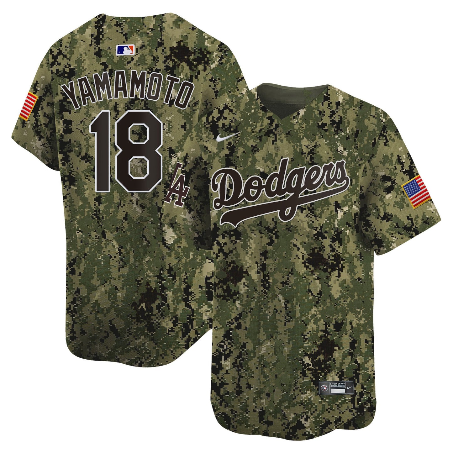 Yoshinobu Yamamoto 18 Los Angeles Dodgers USMC Alternate Limited Men Jersey - Woodland