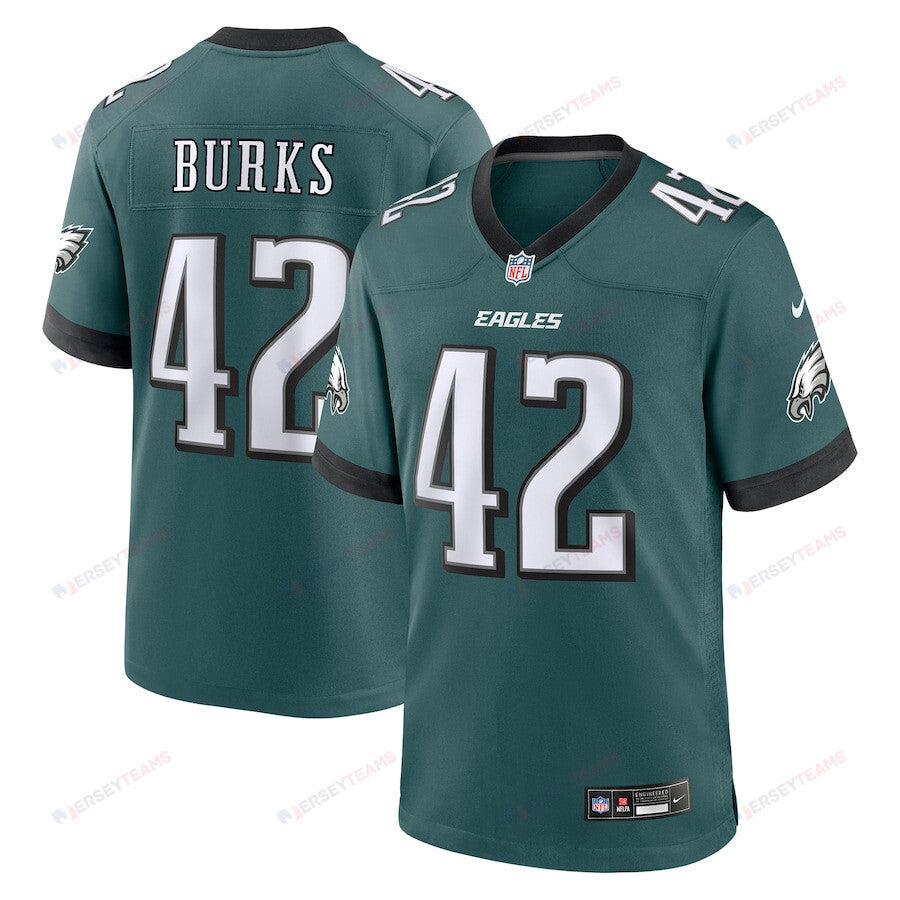 Oren Burks 42 Philadelphia Eagles Game Men Jersey - Midnight Green