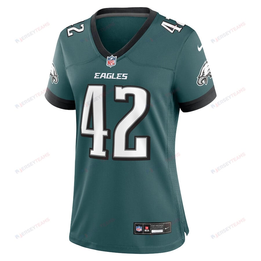 Oren Burks 42 Philadelphia Eagles Women Game Jersey - Midnight Green