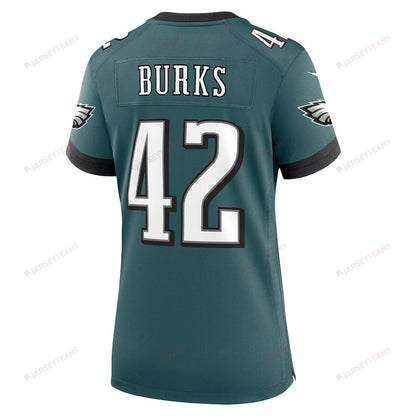 Oren Burks 42 Philadelphia Eagles Women Game Jersey - Midnight Green