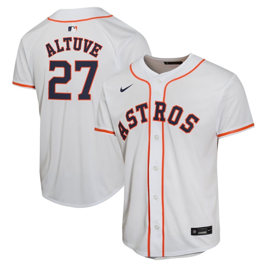 Jose Altuve 27 Houston Astros Home Game Player YOUTH Jersey - White