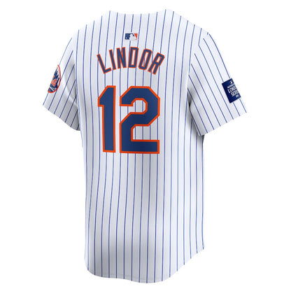 Francisco Lindor 12 New York Mets 2024 MLB World Tour London Series Home Limited Player Men Jersey - White