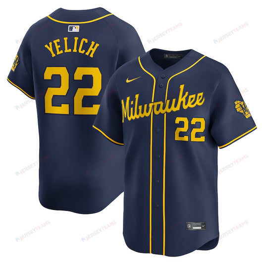 Christian Yelich 22 Milwaukee Brewers Alternate Limited Men Jersey - Navy