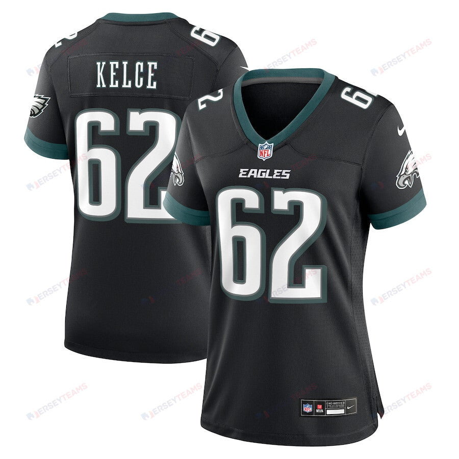 Jason Kelce 62 Philadelphia Eagles Alternate Game Women Jersey - Black