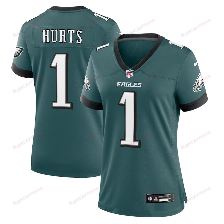 Jalen Hurts 1 Philadelphia Eagles Game Women Jersey - Midnight Green