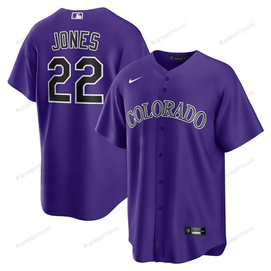 Nolan Jones 22 Colorado Rockies Alternate Men Jersey - Purple
