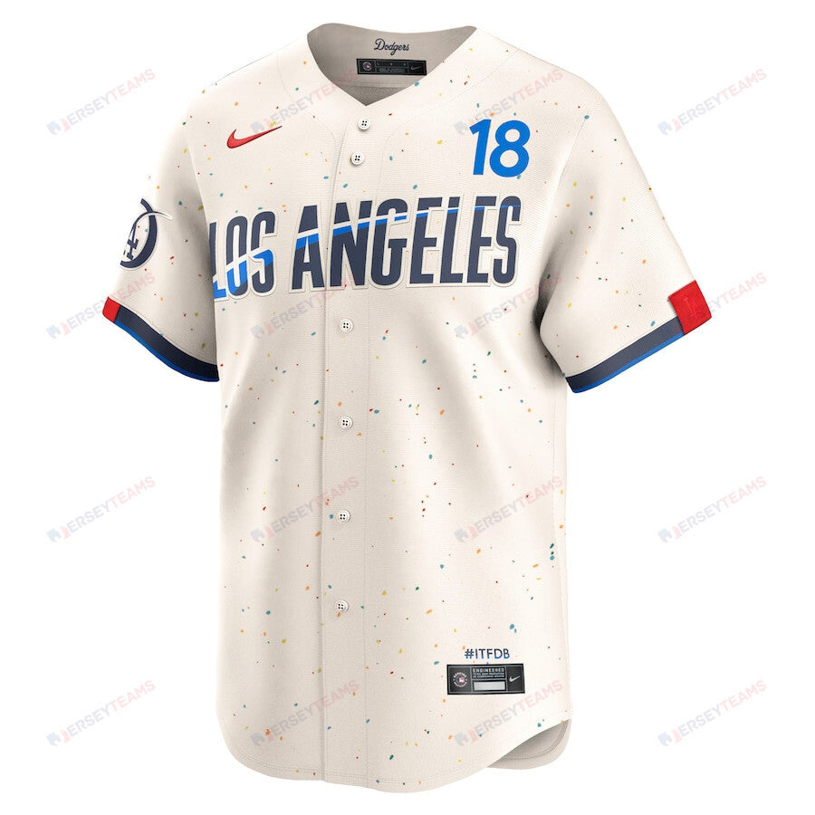 Yoshinobu Yamamoto 18 Los Angeles Dodgers 2024 City Connect Limited Men Jersey - Cream