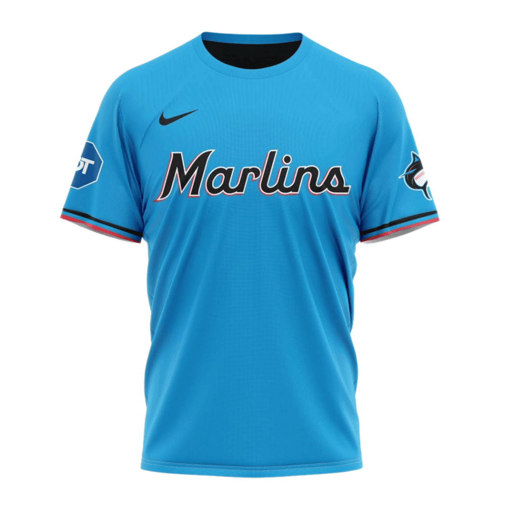 Miami Marlins 2024/25 Alternate Kits Custom AOP T-Shirt - Sky Blue