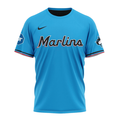 Miami Marlins 2024/25 Alternate Kits Custom AOP T-Shirt - Sky Blue