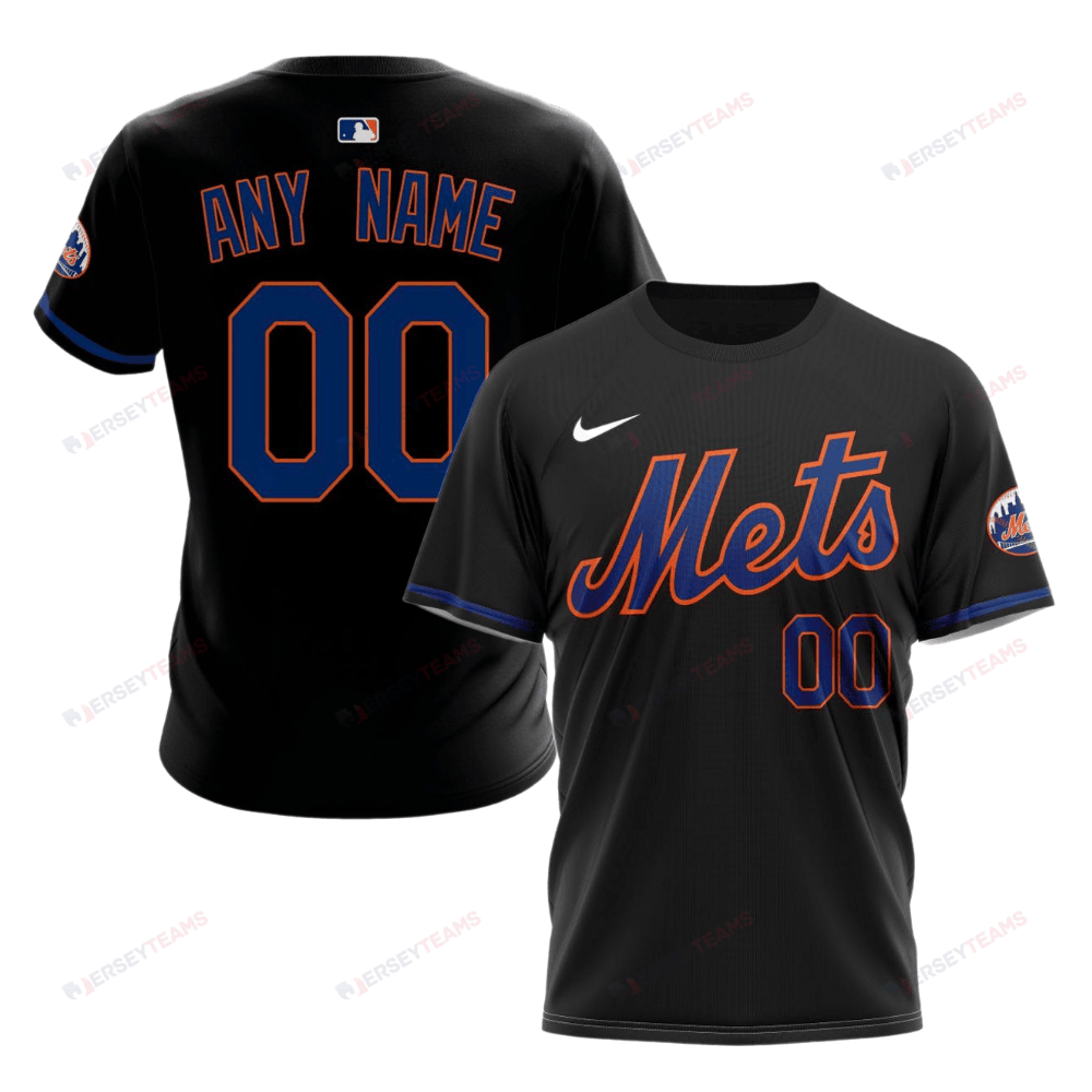 New York Mets 2024/25 Alternate Kits Custom AOP T-Shirt - Black