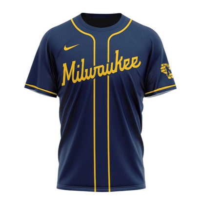 Milwaukee Brewers 2024/25 Alternate Kits Custom AOP T-Shirt - Navy