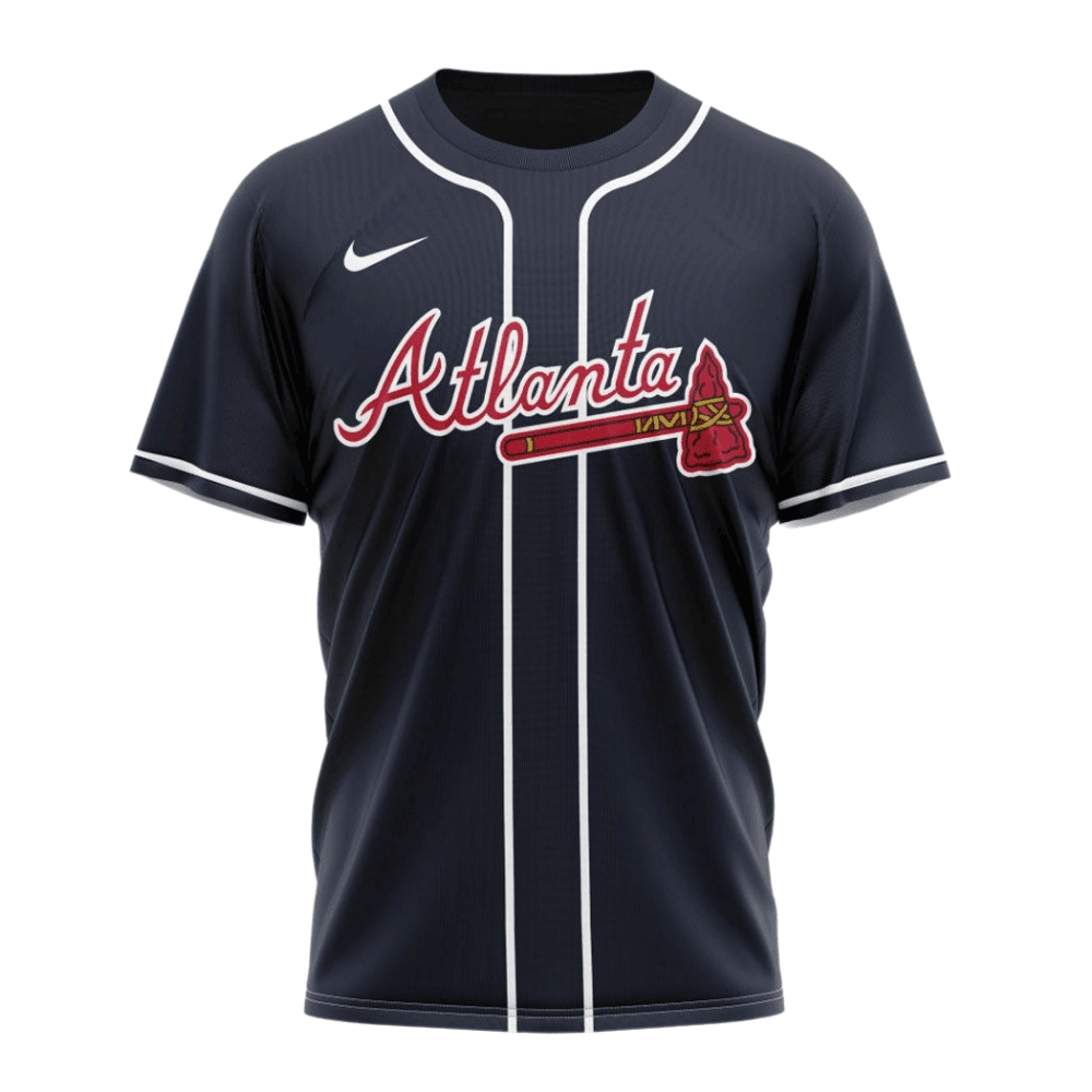 Atlanta Braves 2024/25 Alternate Kits Custom AOP T-Shirt - Navy