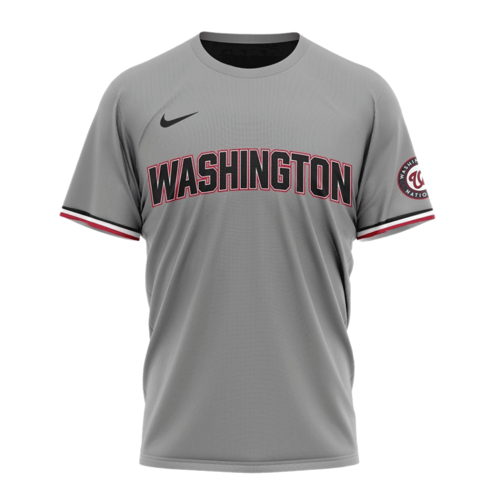 Washington Nationals 2024/25 Road Kits Custom AOP T-Shirt - Gray