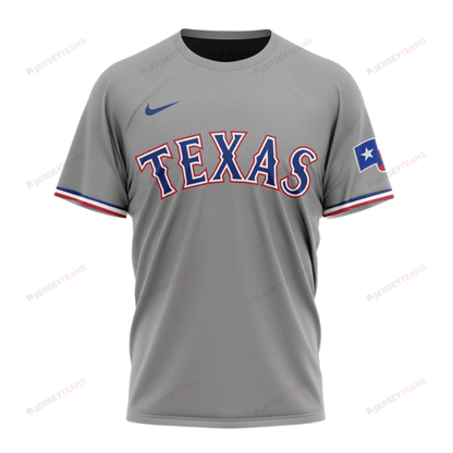 Texas Rangers 2024/25 Road Kits Custom AOP T-Shirt - Gray