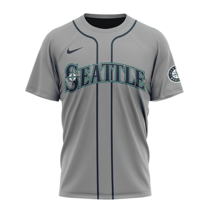 Seattle Mariners 2024/25 Road Kits Custom AOP T-Shirt - Gray