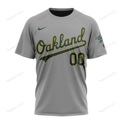 Oakland Athletics 2024/25 Road Kits Custom AOP T-Shirt - Gray