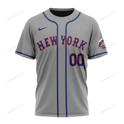 New York Mets 2024/25 Road Kits Custom AOP T-Shirt - Gray