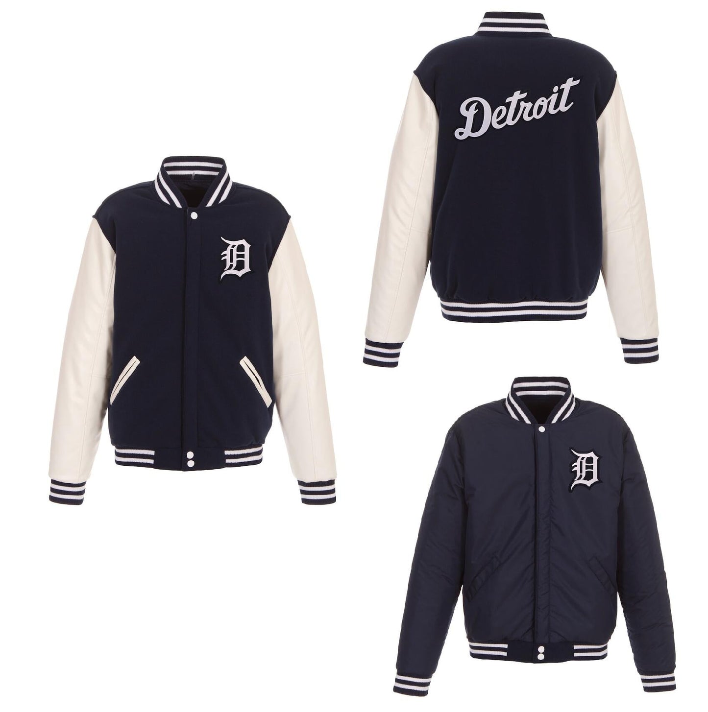 Detroit Tigers Reversible Fleece Full-Snap Jacket - Men's Navy