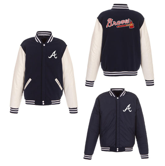 Atlanta Braves Reversible Fleece Full-Snap Jacket - Men's Navy