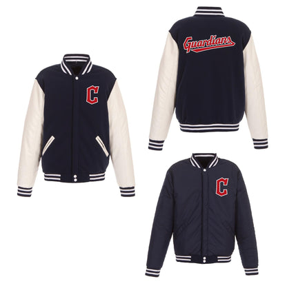 Cleveland Guardians Reversible Fleece Full-Snap Jacket - Men's Navy