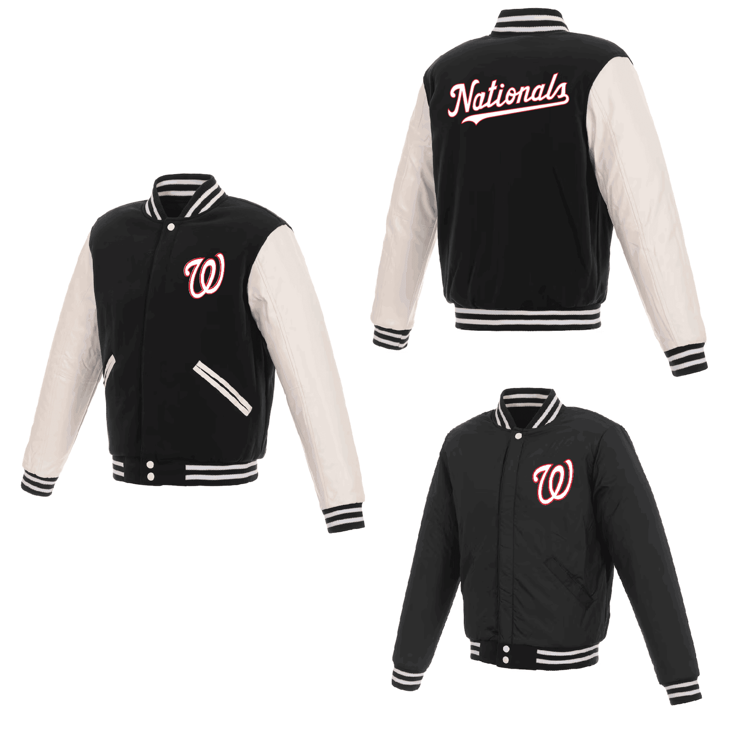 Washington Nationals Reversible Fleece Full-Snap Jacket - Men's Black