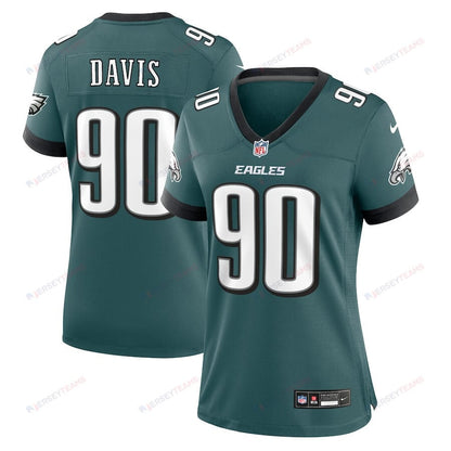 Jordan Davis 90 Philadelphia Eagles Women's Team Game Jersey - Midnight Green