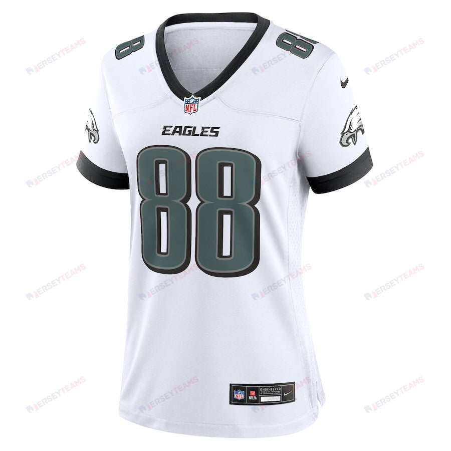 Dallas Goedert 88 Philadelphia Eagles White Game Women Jersey - White
