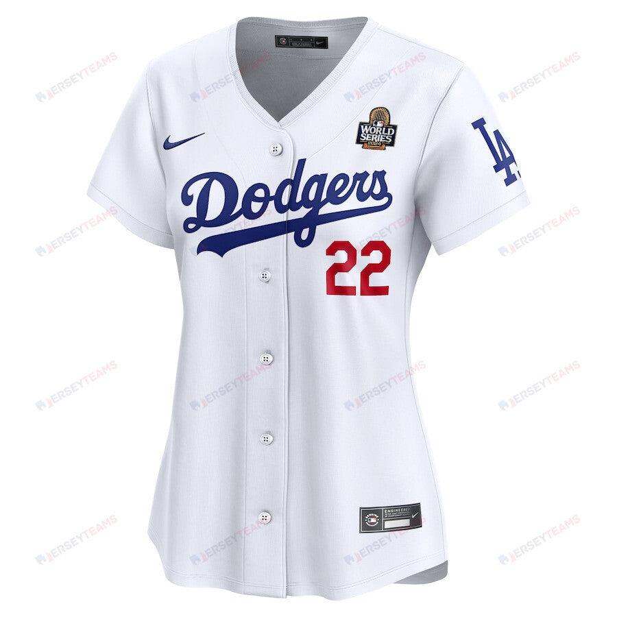 Clayton Kershaw 22 Los Angeles Dodgers Women's 2024 World Series Limited Player Jersey - White