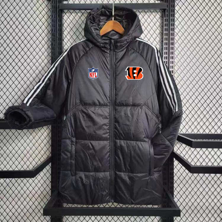 Cincinnati Bengals White Stripe Coat Down Jacket - Black