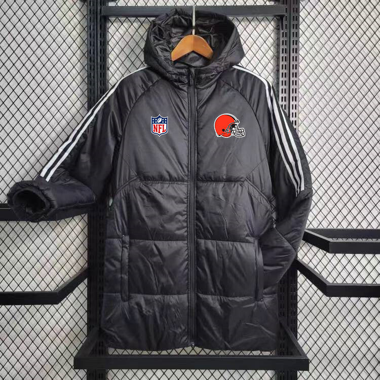 Cleveland Browns White Stripe Coat Down Jacket - Black