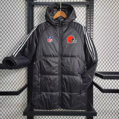 Cleveland Browns White Stripe Coat Down Jacket - Black
