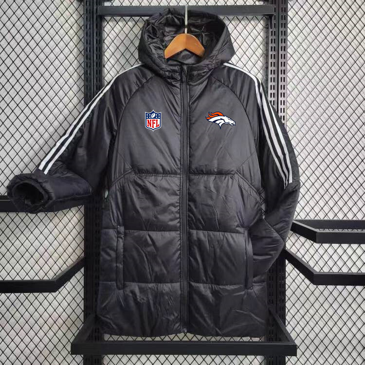 Denver Broncos White Stripe Coat Down Jacket - Black