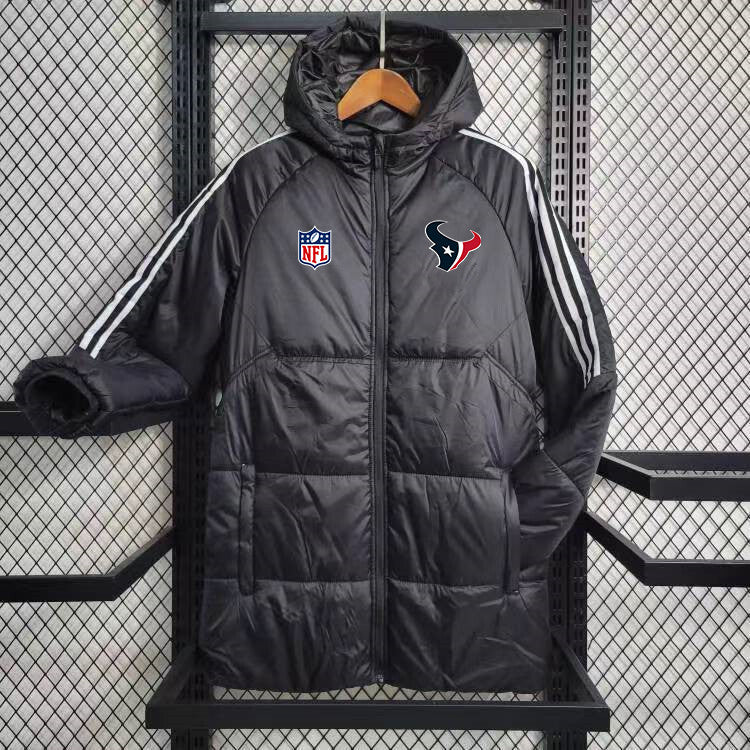 Houston Texans White Stripe Coat Down Jacket - Black