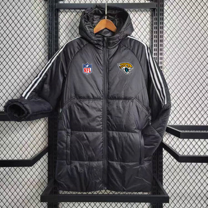 Jacksonville Jaguars White Stripe Coat Down Jacket - Black