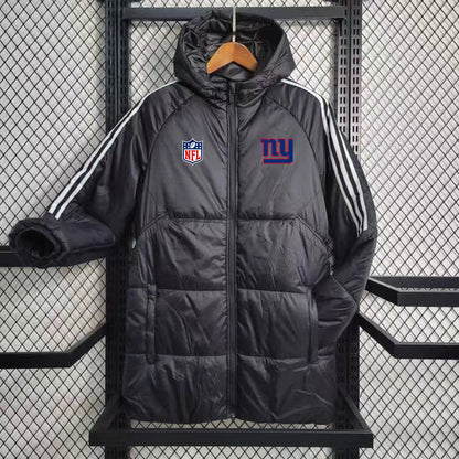 New York Giants White Stripe Coat Down Jacket - Black