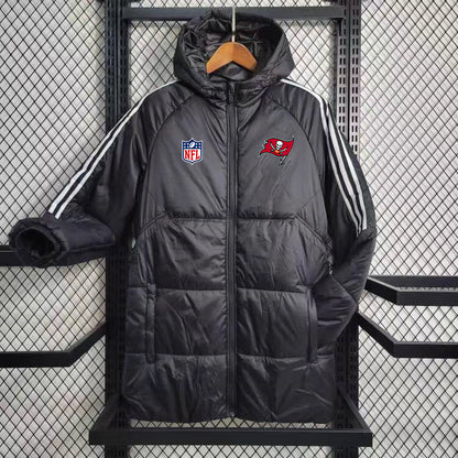 Tampa Bay Buccaneers White Stripe Coat Down Jacket - Black