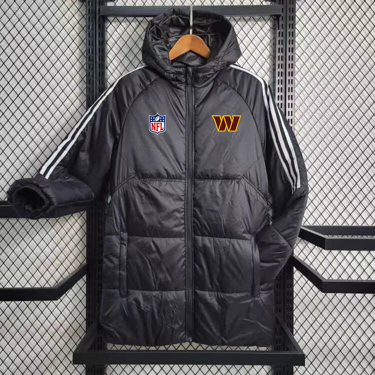 Washington Commanders White Stripe Coat Down Jacket - Black