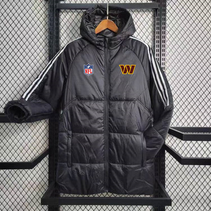 Washington Commanders White Stripe Coat Down Jacket - Black