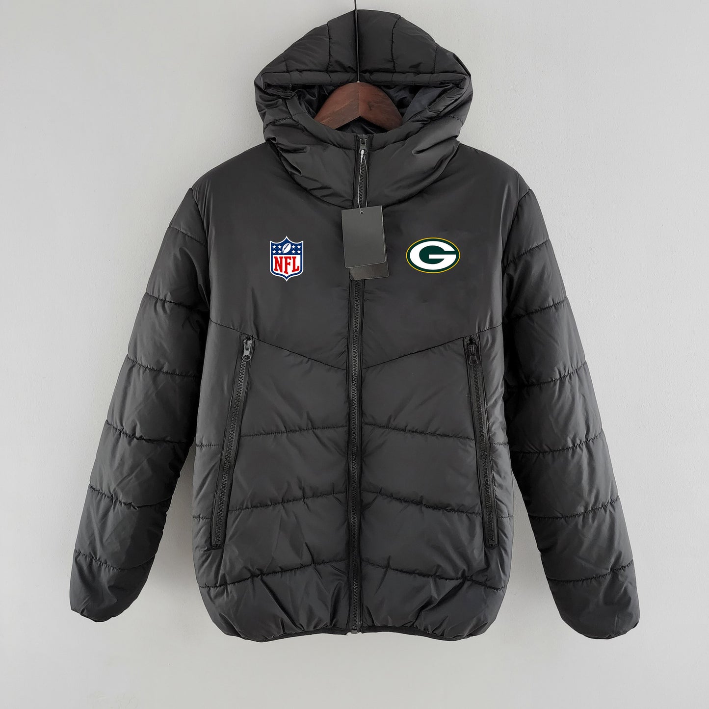 Green Bay Packers Hooded Coat Down Jacket - Black
