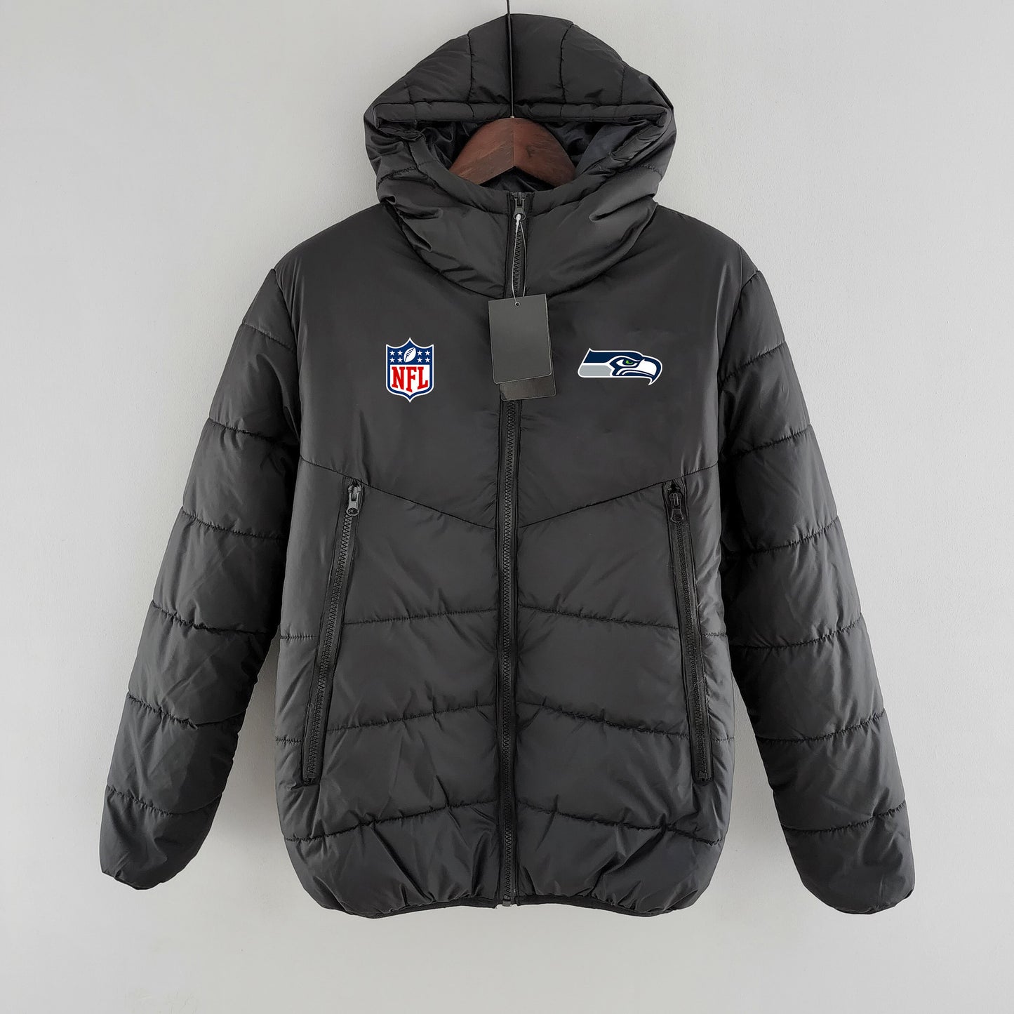 Seattle Seahawks Hooded Coat Down Jacket - Black