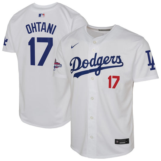 Shohei Ohtani 17 Los Angeles Dodgers 2024 World Series Champions Home Limited YOUTH Jersey - White