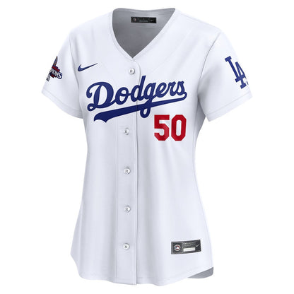 Mookie Betts 50 Los Angeles Dodgers Women's 2024 World Series Champions Home Limited Jersey - White