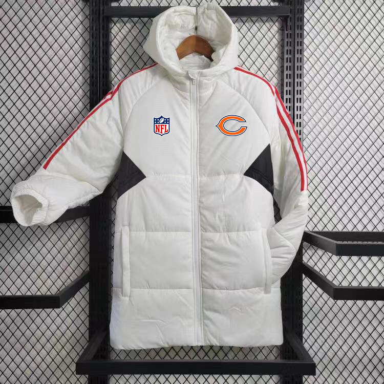 Chicago Bears Hooded Coat Down Jacket - White