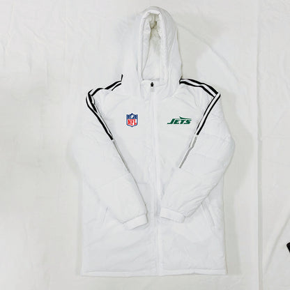 New York Jets Black Stripes Coat Down Jacket - White