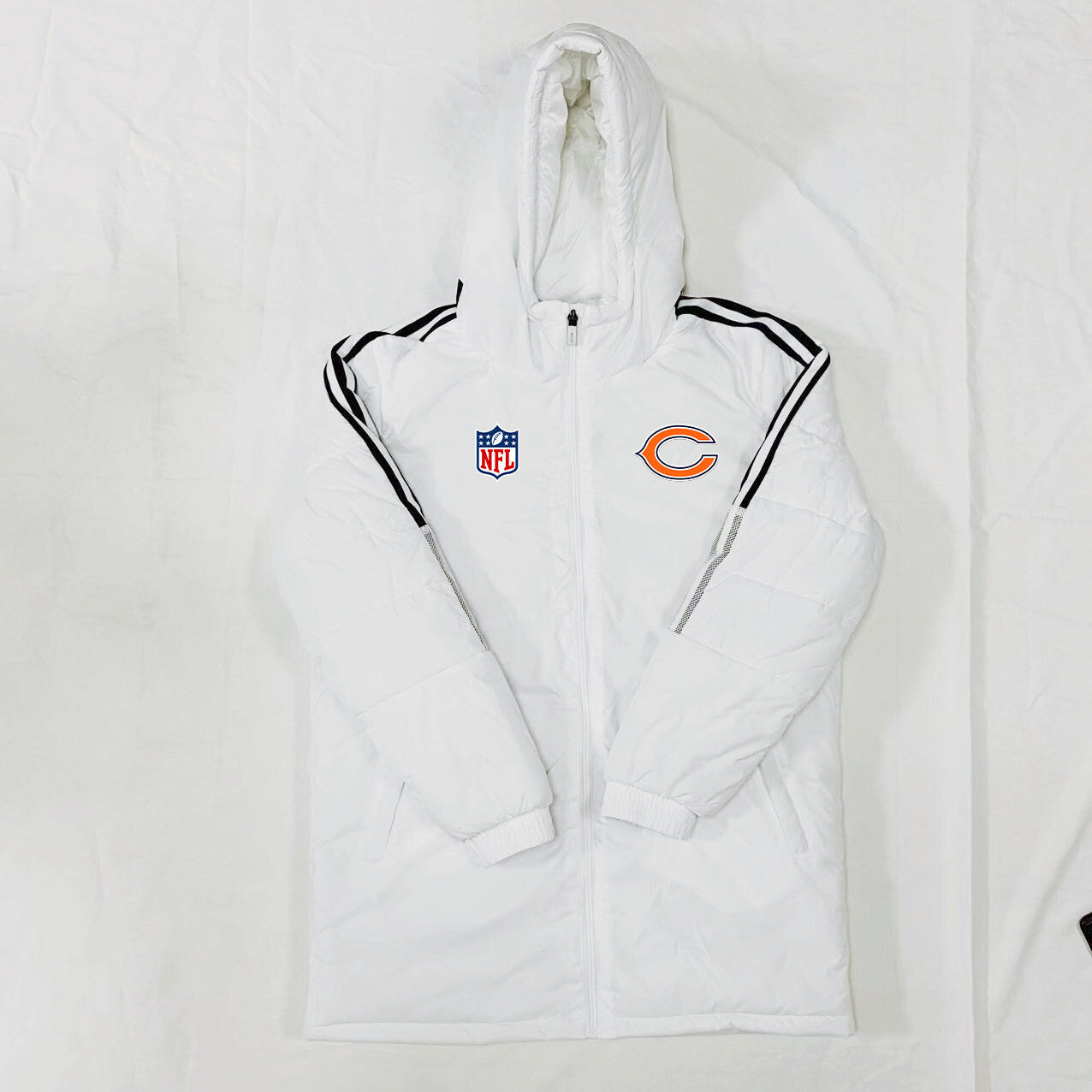 Chicago Bears Black Stripes Coat Down Jacket - White