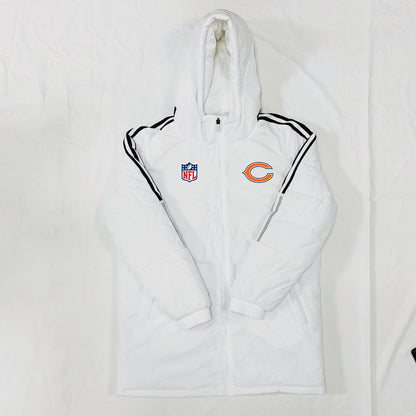 Chicago Bears Black Stripes Coat Down Jacket - White