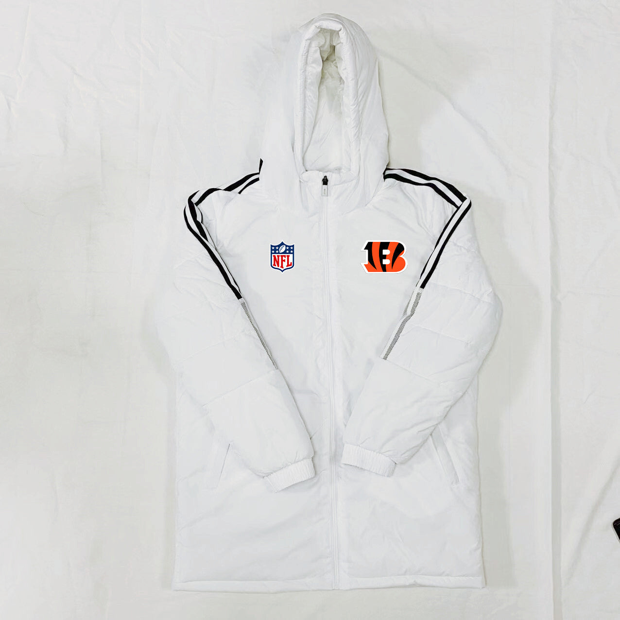 Cincinnati Bengals Black Stripes Coat Down Jacket - White