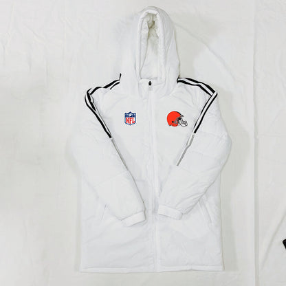 Cleveland Browns Black Stripes Coat Down Jacket - White